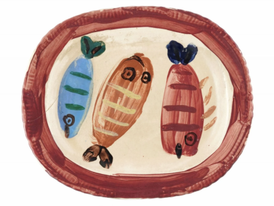 巴勃罗·毕加索，《三条鱼》（1952）。 