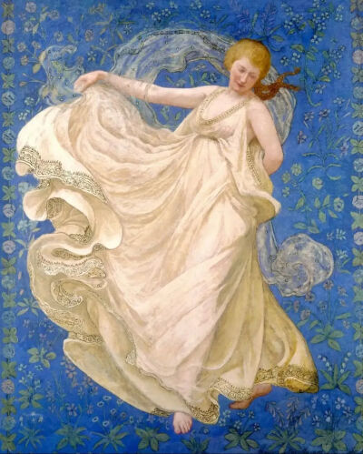 《微风》（The Breeze）
玛丽·弗莱查尔德·麦蒙妮斯·洛（Mary Fairchild MacMonnies-Low）
1895年；175.3 * 132.1cm；画布油画
美国特拉美国艺术基金会收藏