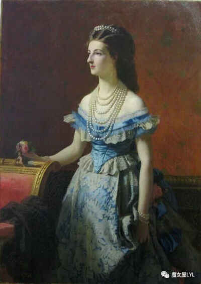 19世纪70年代意大利玛格丽塔王后的华丽肖像。