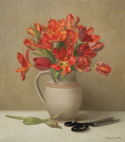 亨丽埃塔·阿贝尔·史密斯是一位专精于写实肖像与静物绘画的英国当代艺术家，采用油画和炭笔表达形式。她在意大利佛罗伦萨查尔斯·塞西尔学院接受传统古典写生训练，之后融合比例法，将作品定义为“经历时间沉淀的花卉…