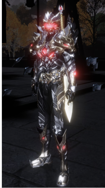 铠甲勇士帝皇侠，极光剑。联动男款时装、联动专属配饰。手游《逆水寒》联动《铠甲勇士帝皇侠》。(侵权删)