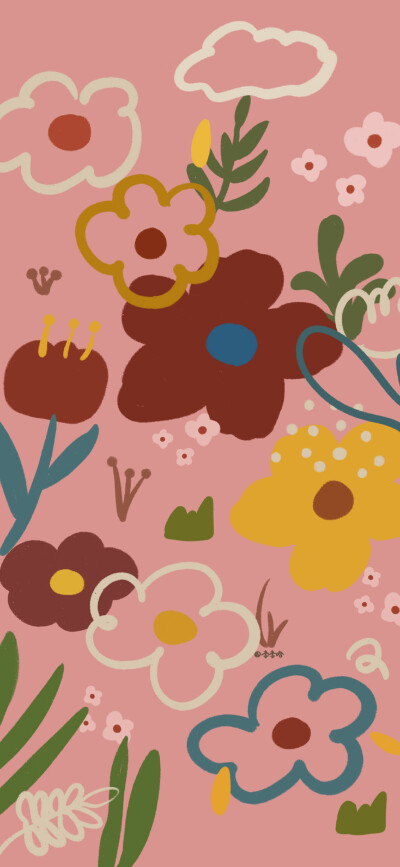 云朵与花的涂鸦