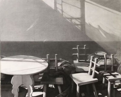 曹洪伟 《影》 57cm×84cm 
纸本铅笔  2020年  指导教师：杨澄
