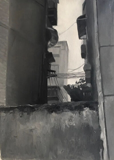 连润璘 《狭看》 30cm×40cm
布面油画  2020年  指导教师：余陈
