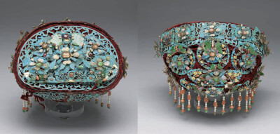 清 十九世纪 镶珠翠花卉满钿
台北故宫博物院藏
