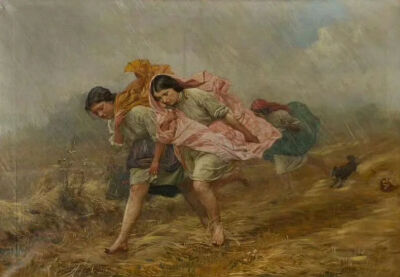 《逃离大雨》Escaping the Heavy Rain
安东尼·皮奥特罗斯基（Antoni Piotrowski）
1910年；尺寸未知，画布油画