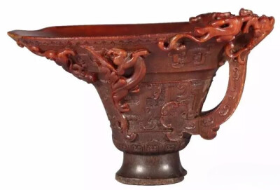 犀角螭龙纹杯  清早期
观复博物馆藏
