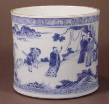 青花竹林七贤笔筒  清康熙  观复博物馆藏