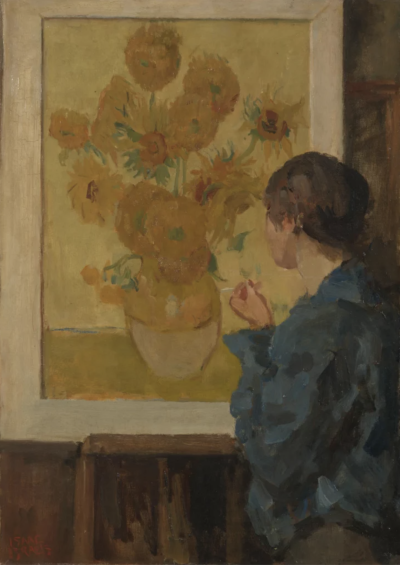 艾萨克·伊斯雷尔斯，《站在梵高向日葵前的女人》（1920）。