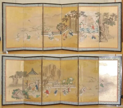 婴戏图屏风   18世纪
日本画家 Kano Doshun Yoshinobu 作 
大英博物馆藏
