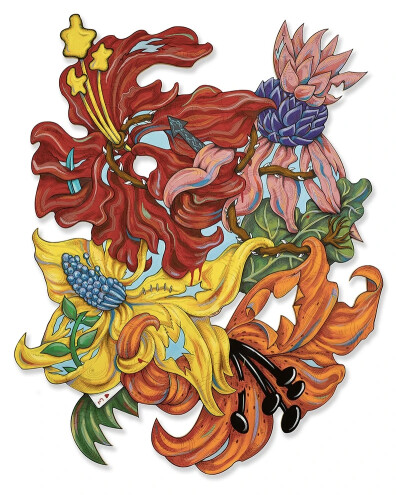 佩内洛普·戈特利布 (Penelope Gottlieb) 从形式和主题上彻底颠覆了花卉绘画的传统。在她的“入侵植物”系列中，戈特利布挪用并大幅改动了约翰·詹姆斯·奥杜邦 (John James Audubon) 档案中现有的数码版画——怪不得那…