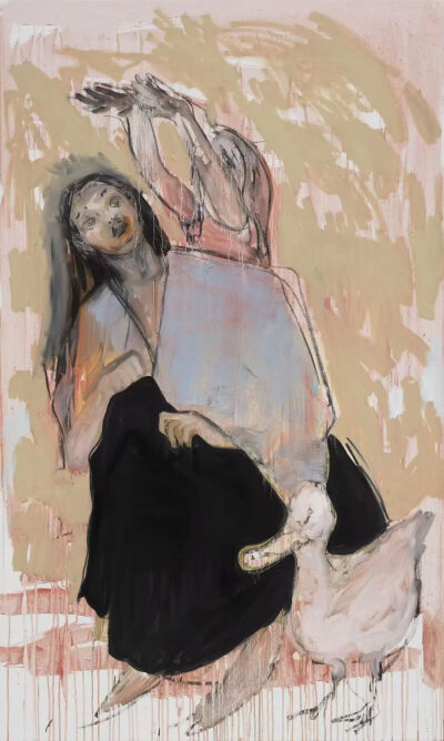 孙玛侬《Gouttelettes》布面油画，150×90cm，2025年