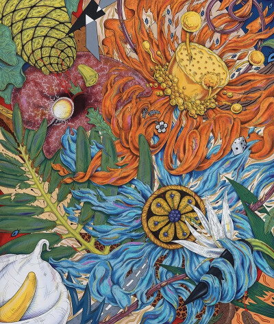 佩内洛普·戈特利布 (Penelope Gottlieb) 从形式和主题上彻底颠覆了花卉绘画的传统。在她的“入侵植物”系列中，戈特利布挪用并大幅改动了约翰·詹姆斯·奥杜邦 (John James Audubon) 档案中现有的数码版画——怪不得那…