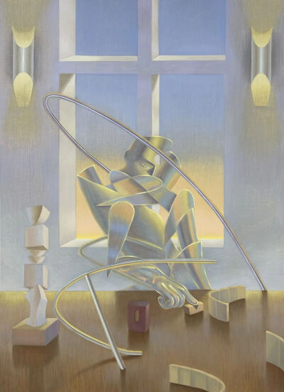 吴凌昊《自恋者（器具、仪式、遗忘）》
布面油画，180x130cm，2025年
