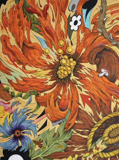 佩内洛普·戈特利布 (Penelope Gottlieb) 从形式和主题上彻底颠覆了花卉绘画的传统。在她的“入侵植物”系列中，戈特利布挪用并大幅改动了约翰·詹姆斯·奥杜邦 (John James Audubon) 档案中现有的数码版画——怪不得那…