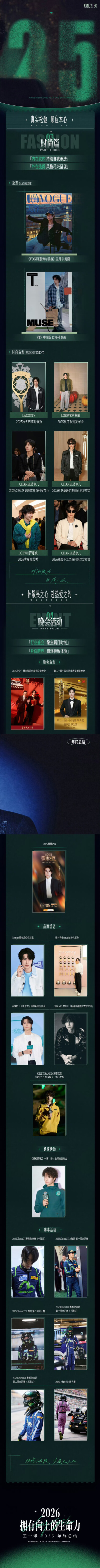 YIBO-OFFICIAL：
旧岁翻过，万象迎新，即刻点亮@UNIQ-王一博 的2025探索路径。向上攀登内求突破，向深而行盛接收获，2025足迹成林心迹澄明，2026 持恒如定不弛不怠！
新一年，继续出发！