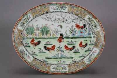 清晚期  大吉图椭圆盘
观复博物馆藏
