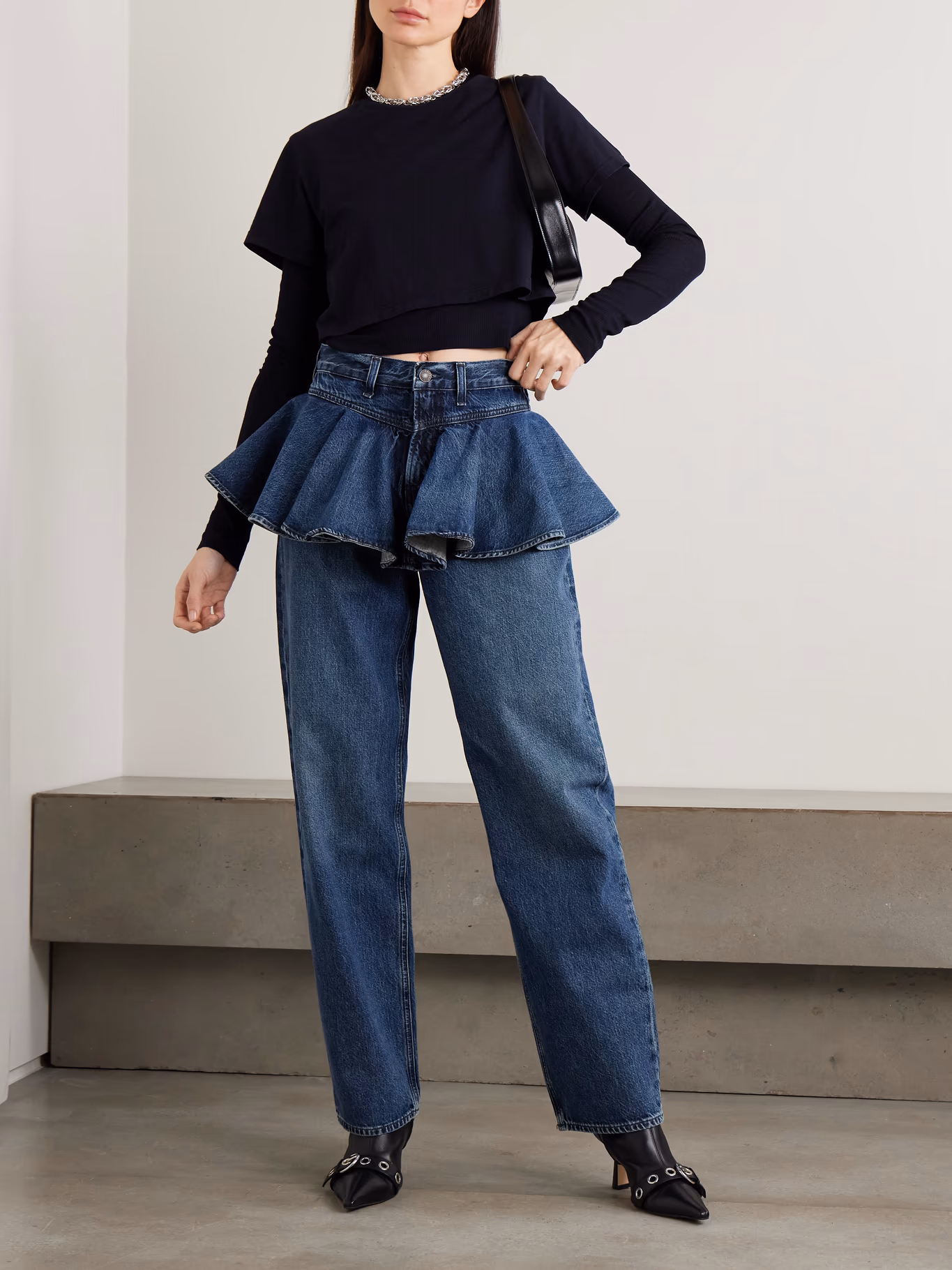 AGOLDE
Peplum high-rise barrel-leg jeans