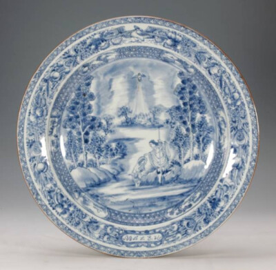 清康熙  青花耶稣受洗图盘
上海观复博物馆藏
