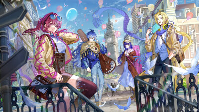 
【HoYoFair音乐会「伦敦站」贺图】
「与最酷的乐队一同漫步城市。」
「HoYoFair音乐会将于3月1日登陆伦敦，敬请期待！」
————————————
感谢画师：zhujichuzi（X）绘制贺图 ​ ​​​