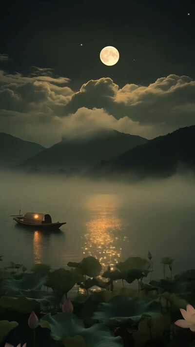 月影清凉，荷香微醺醉荷塘