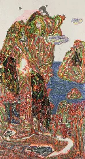 倪再沁《浮生录六》
2008年，水墨，177.5cm×96cm
国立台湾美术馆
