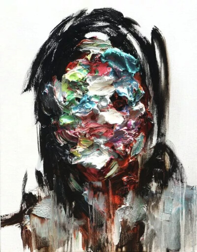 这是一些看着很过瘾的作品，韩国画家kwangho shin的创作。
轮廓廓包裹着色彩，内部层层叠叠的色彩交织在一起，从模糊的面部轮廓和斑斓的面部色彩体现出，艺术家对于人类情感复杂性的表达。
