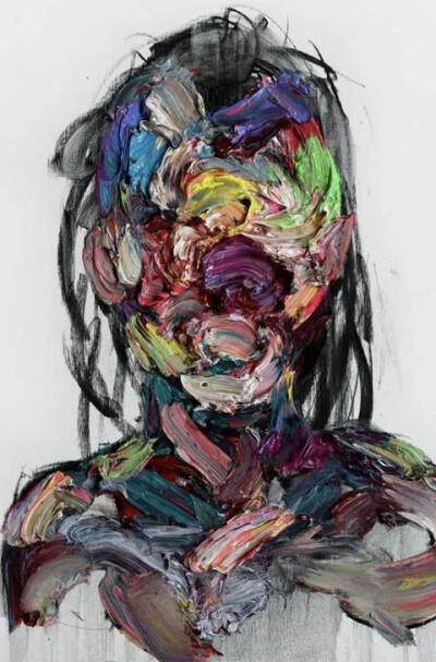 这是一些看着很过瘾的作品，韩国画家kwangho shin的创作。
轮廓廓包裹着色彩，内部层层叠叠的色彩交织在一起，从模糊的面部轮廓和斑斓的面部色彩体现出，艺术家对于人类情感复杂性的表达。
