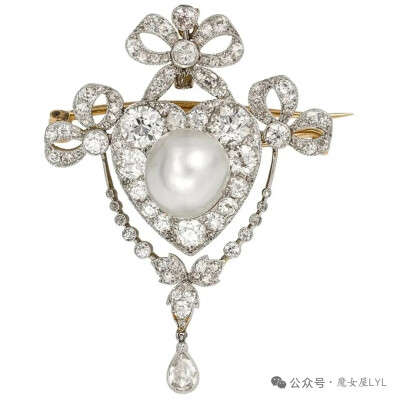 爱德华时代珍珠和钻石胸针/吊坠