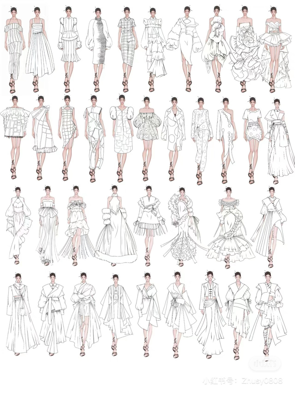 设计配饰，服装设计，线稿创意