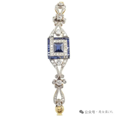 Belle Époque 蓝宝石钻石金铂金手链