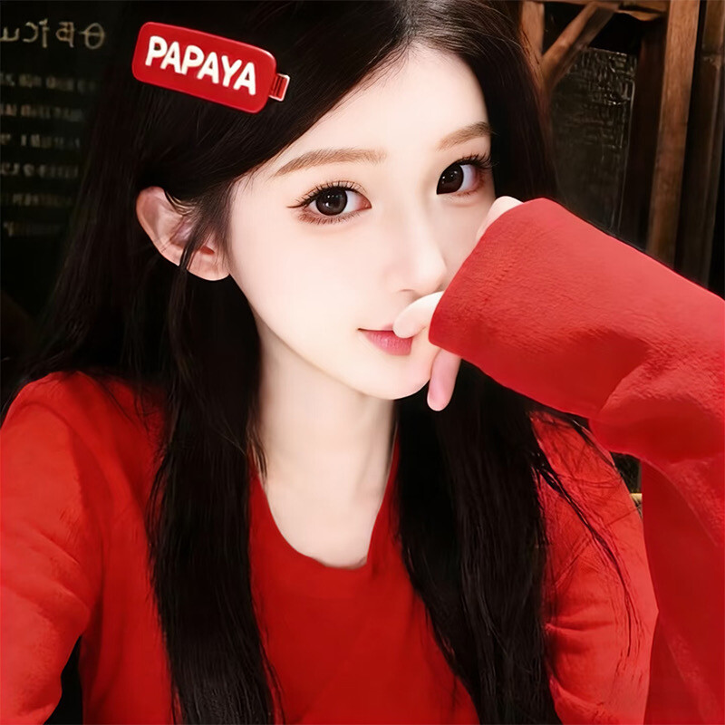 新年红色氛围女头