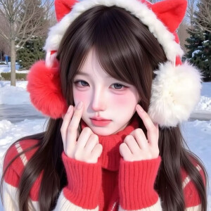 新年红色氛围女头