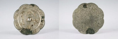 唐代   青铜吹笙引凤花形镜