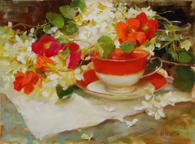 凯西·安德森（Kathy Anderson）美国女画家。她以对花卉和花园的独特诠释以及优美的风景而闻名，主要从事生活中的油画作品创作。