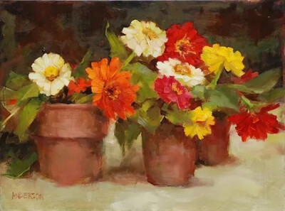 凯西·安德森（Kathy Anderson）美国女画家。她以对花卉和花园的独特诠释以及优美的风景而闻名，主要从事生活中的油画作品创作。