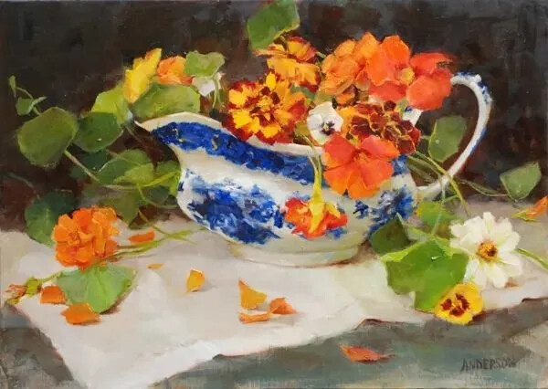 凯西·安德森（Kathy Anderson）美国女画家。她以对花卉和花园的独特诠释以及优美的风景而闻名，主要从事生活中的油画作品创作。