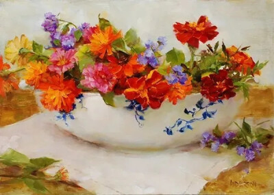 凯西·安德森（Kathy Anderson）美国女画家。她以对花卉和花园的独特诠释以及优美的风景而闻名，主要从事生活中的油画作品创作。