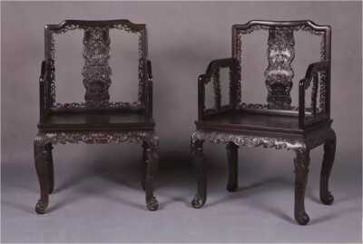 清乾隆  紫檀西番莲纹扶手椅
观复博物馆藏
