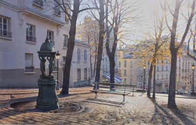 这位把水彩玩得如此高深莫测的艺术家
就是来自法国巴黎的水彩画家
Thierry Duval
他现在虽已经70岁了
依旧致力于超写实水彩创作中乐此不疲
几乎每个星期，都能在INS上看到他更新作品
