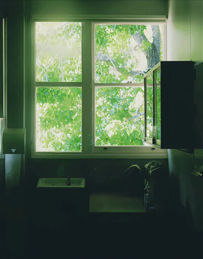 窗景背景图 绿色系背景图