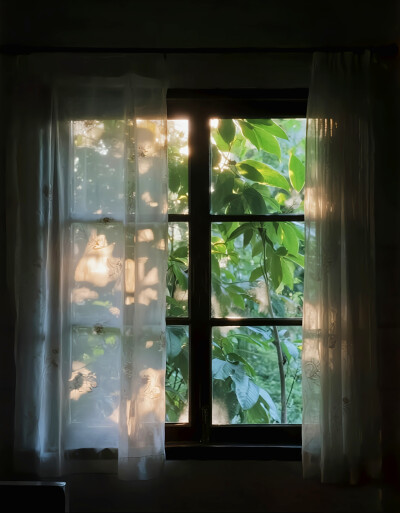 窗景背景图 绿色系背景图