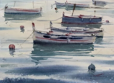 Galina Gomzina一直对水着迷：“水是真正的创造者。有时，它只停留一小段时间的画面，然后就消失了，随后出现了新的画面……而对于艺术家来说，将这些瞬间捕捉并描绘在画纸上是一件令人非常着迷的工作。