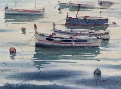 Galina Gomzina一直对水着迷：“水是真正的创造者。有时，它只停留一小段时间的画面，然后就消失了，随后出现了新的画面……而对于艺术家来说，将这些瞬间捕捉并描绘在画纸上是一件令人非常着迷的工作。