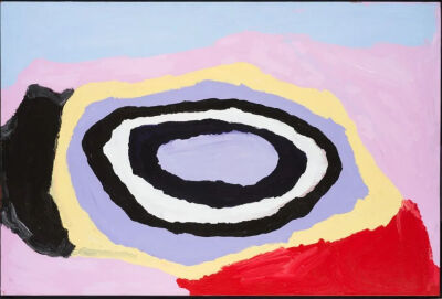 Mirdidingkingathi Juwarnda Sally Gabori (1924-2015)Outside Story Place At My Country，2006年，合成聚合物颜料，亚麻布面 ©2025，苏黎世 ProLitteris；Mirdidingkingathi Juwarnda Sally Gabori ©艺术家遗产与…