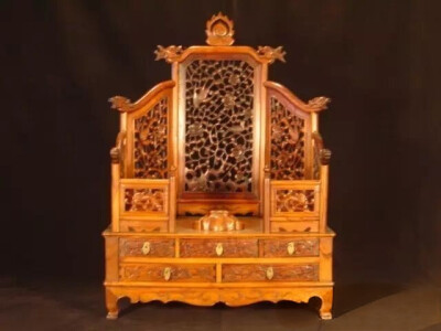 明晚期  黄花梨龙凤纹镜台
观复博物馆藏
