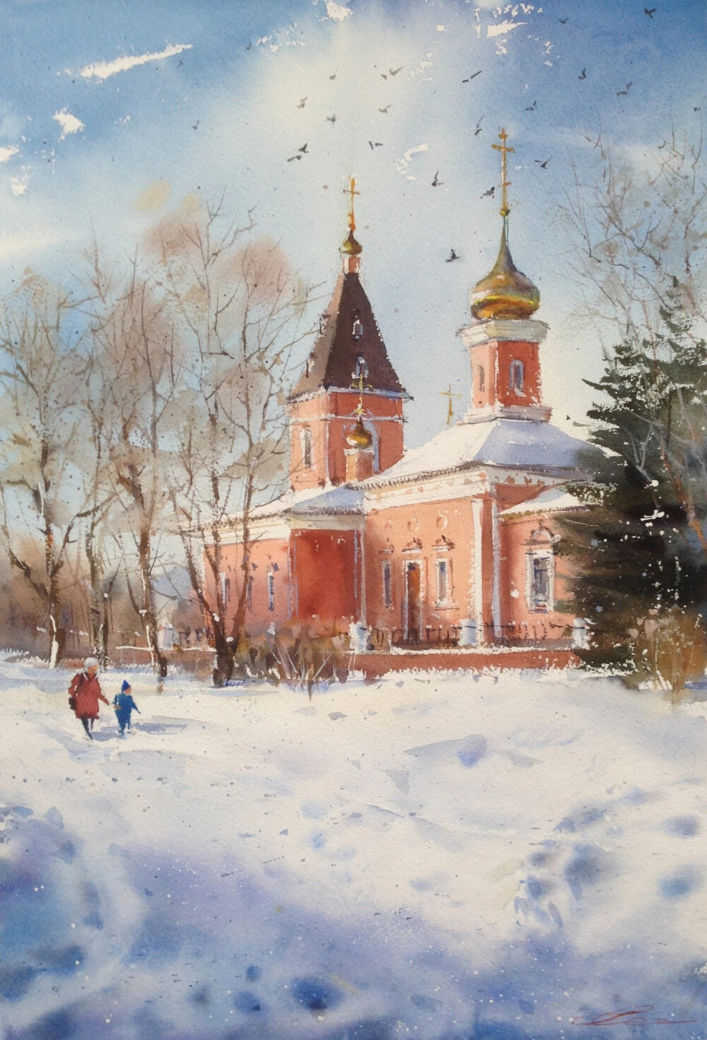 Galina Gomzina一直对水着迷：“水是真正的创造者。有时，它只停留一小段时间的画面，然后就消失了，随后出现了新的画面……而对于艺术家来说，将这些瞬间捕捉并描绘在画纸上是一件令人非常着迷的工作。