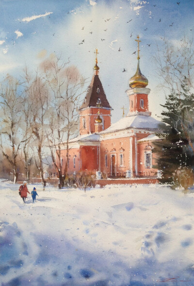 Galina Gomzina一直对水着迷：“水是真正的创造者。有时，它只停留一小段时间的画面，然后就消失了，随后出现了新的画面……而对于艺术家来说，将这些瞬间捕捉并描绘在画纸上是一件令人非常着迷的工作。