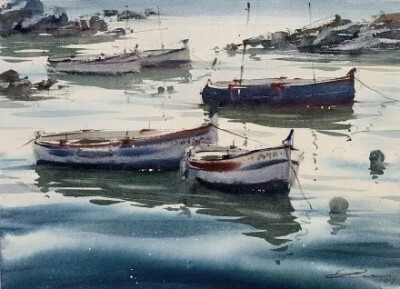 Galina Gomzina一直对水着迷：“水是真正的创造者。有时，它只停留一小段时间的画面，然后就消失了，随后出现了新的画面……而对于艺术家来说，将这些瞬间捕捉并描绘在画纸上是一件令人非常着迷的工作。