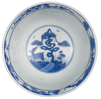 清康熙 青花八仙祝寿图碗